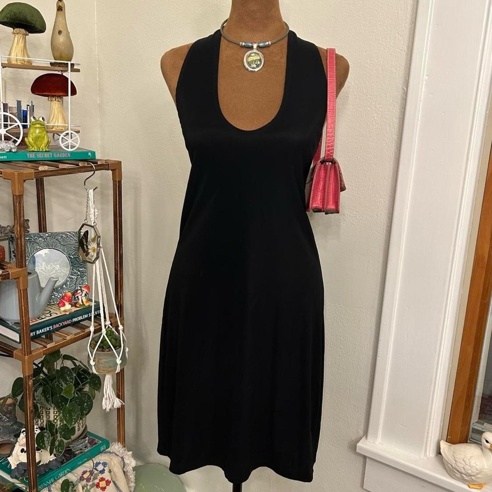 Vintage 90s Y2K Halter Scoop Neck Black Mini Dress by Ocean Drive Clothing